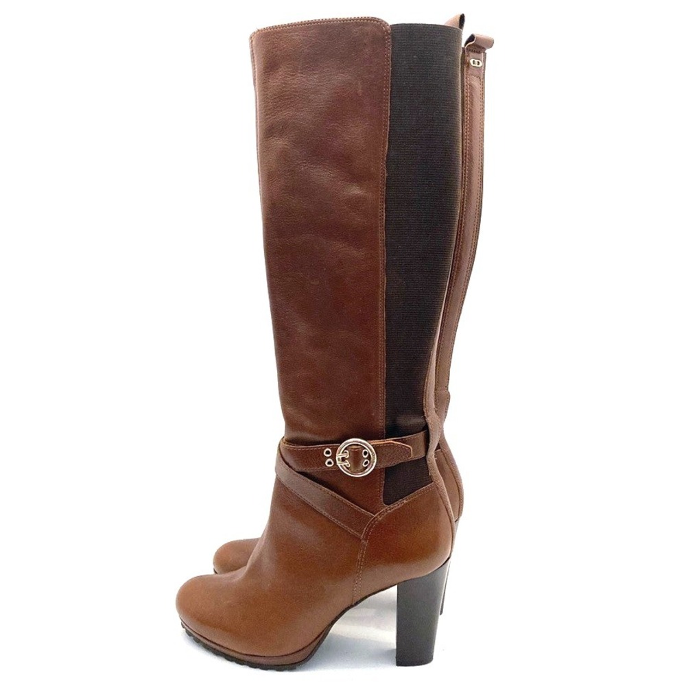 Dune London Sabrena Boots Brown Leather Stretch Knee High Womens EU38 US 7.5 UK5